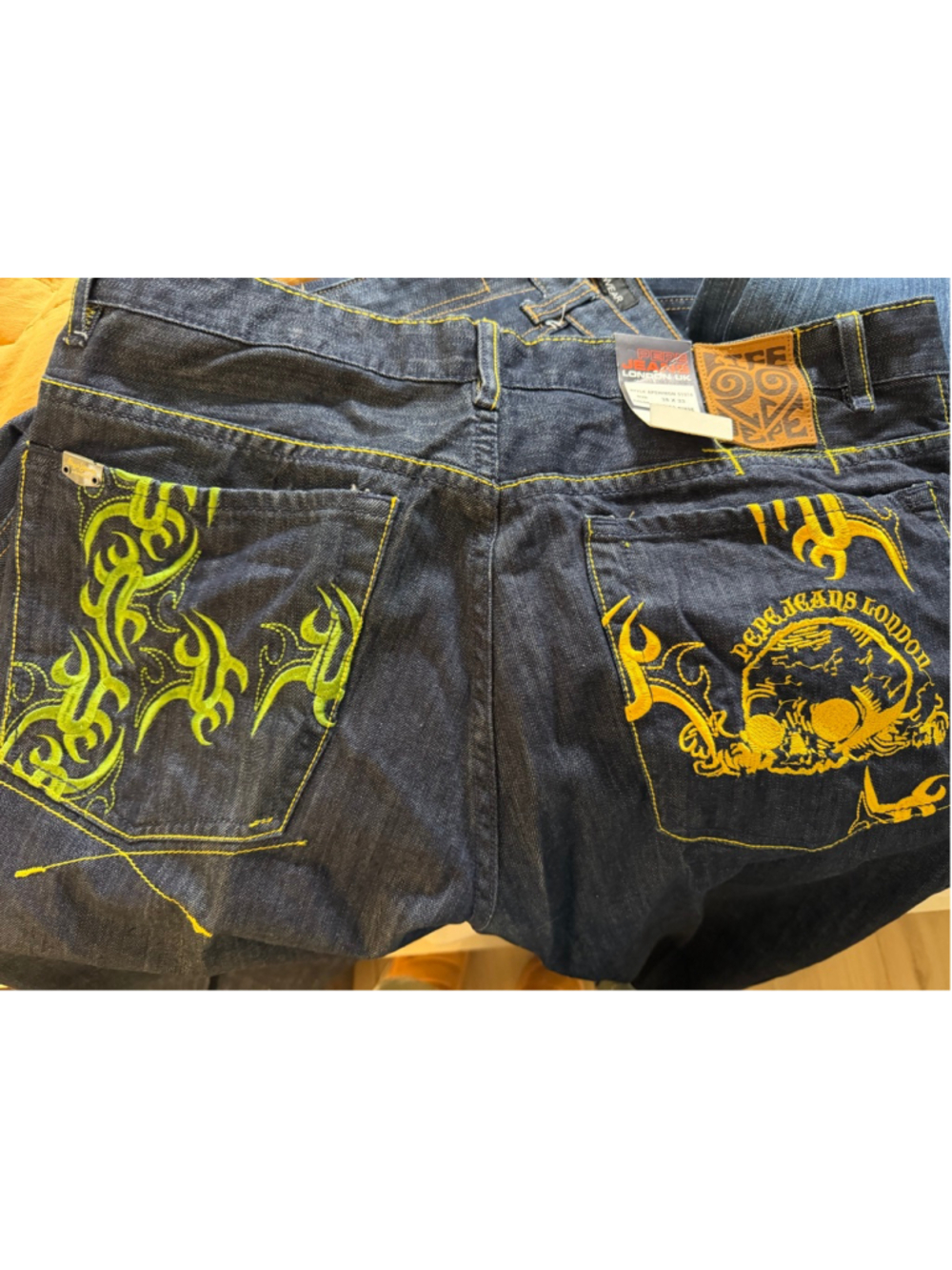 NEW Mens Vintage Pepe Jeans London UK Y2K Graphic Embroidered 38/31 $78 - Picture 5 of 6